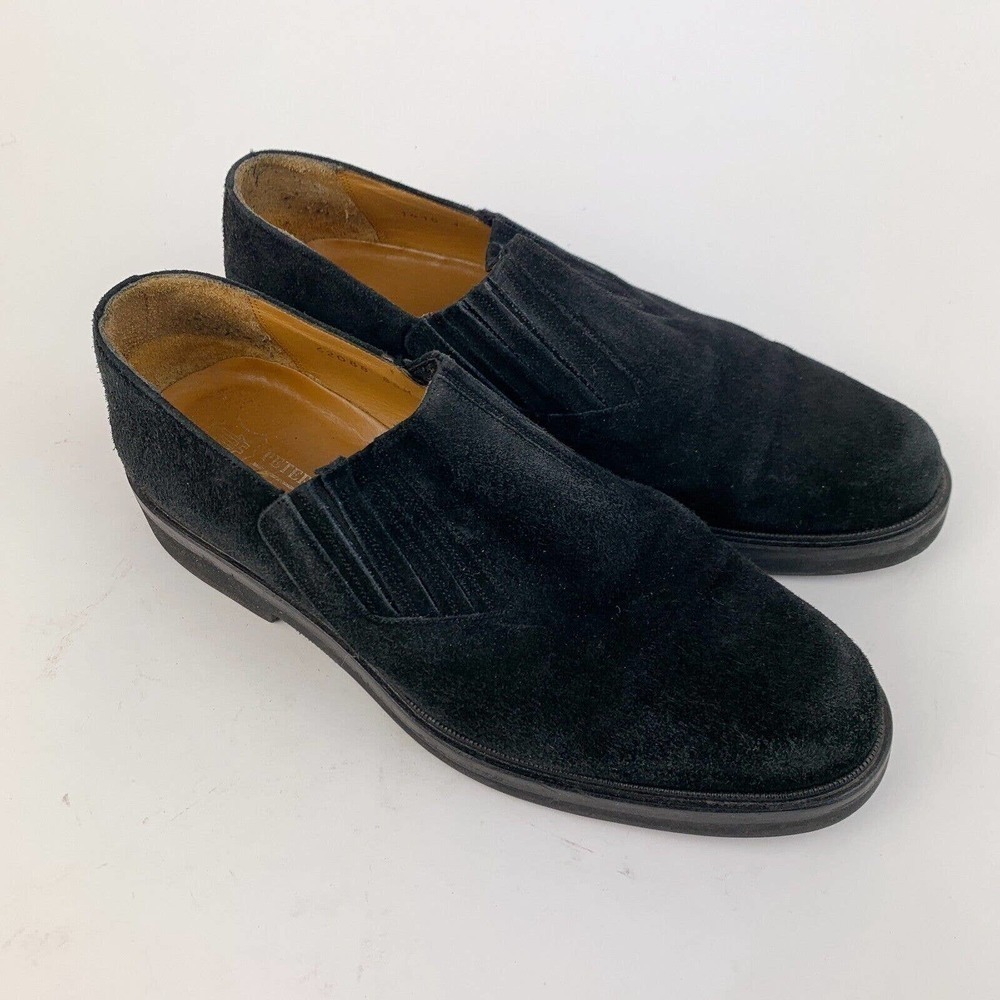 PETER huber black suede leather slip on mens shoes 8.5 spain gumlite